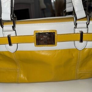 Croft & Barrow Yellow and White Leather Shoulder Bag